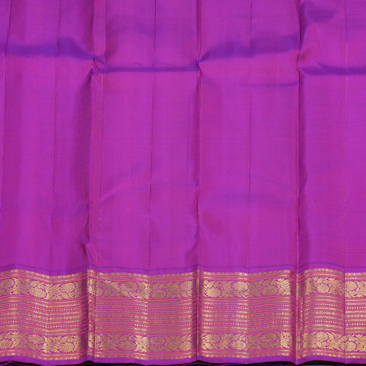 Hayagrivas Yellow Handloom Kanjivaram Silk Saree with Purple Border KBD1739A6-1