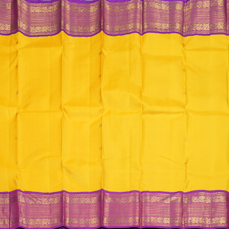 Hayagrivas Yellow Handloom Kanjivaram Silk Saree with Purple Border KBD1739A6-1