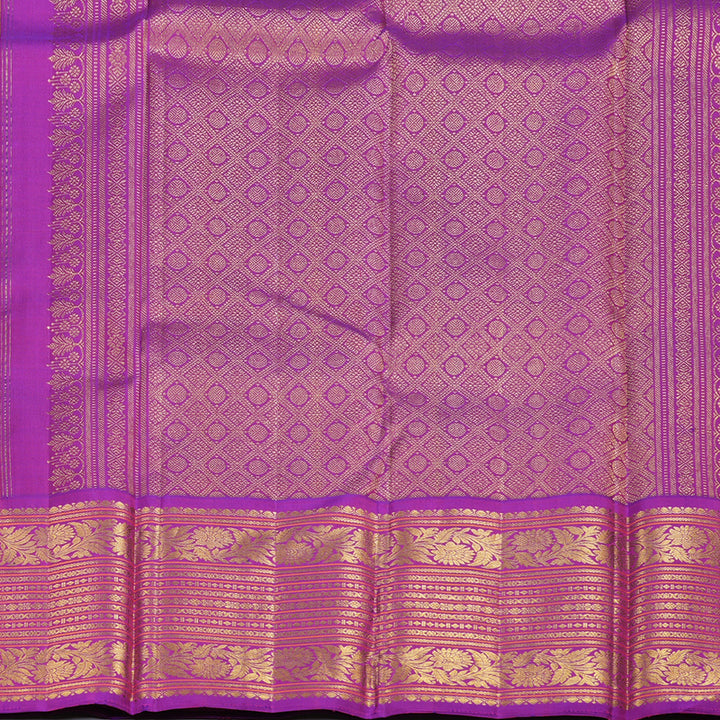 Hayagrivas Yellow Handloom Kanjivaram Silk Saree with Purple Border KBD1739A6-1