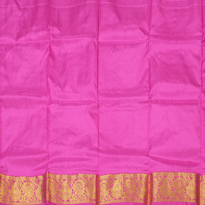 Hayagrivas Green Kanjivaram Pattu Pavadai with Purple border KBD1741A3-2