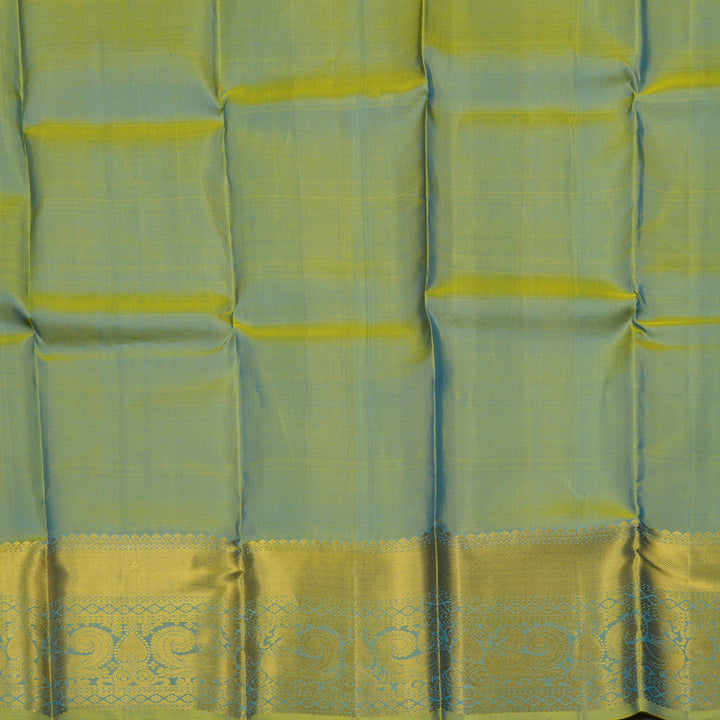 Hayagrivas Aqua blue Kanjivaram Pattu Pavadai with Sage Green border KBD1741A5-2