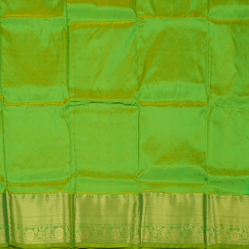 Hayagrivas Parrot Green Kanjivaram Pattu Pavadai with Lime Green Border KBD1741A7-3