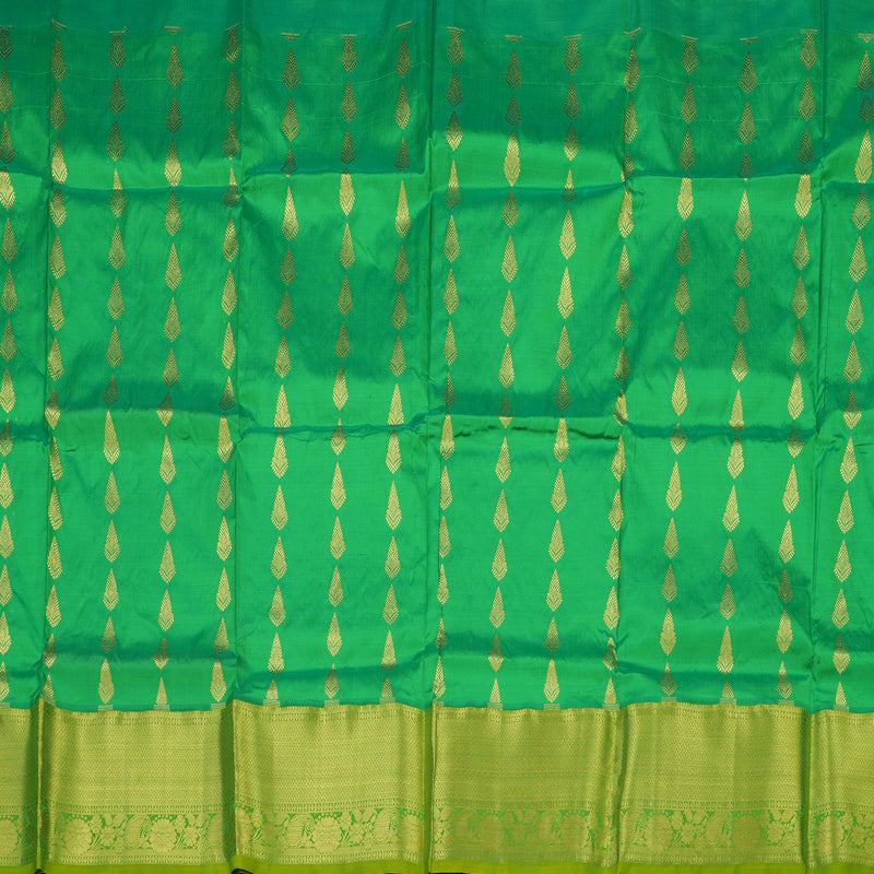 Hayagrivas Parrot Green Kanjivaram Pattu Pavadai with Lime Green Border KBD1741A7-3