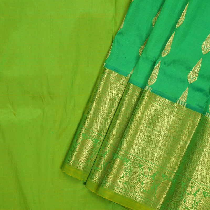Hayagrivas Parrot Green Kanjivaram Pattu Pavadai with Lime Green Border KBD1741A7-3