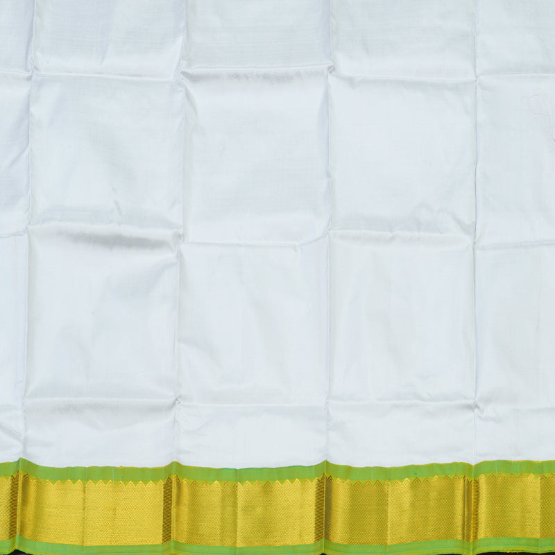 Hayagrivas Light Grey Kanjivaram Pattu Pavadai with Parrot Green border KBD1741A9-3