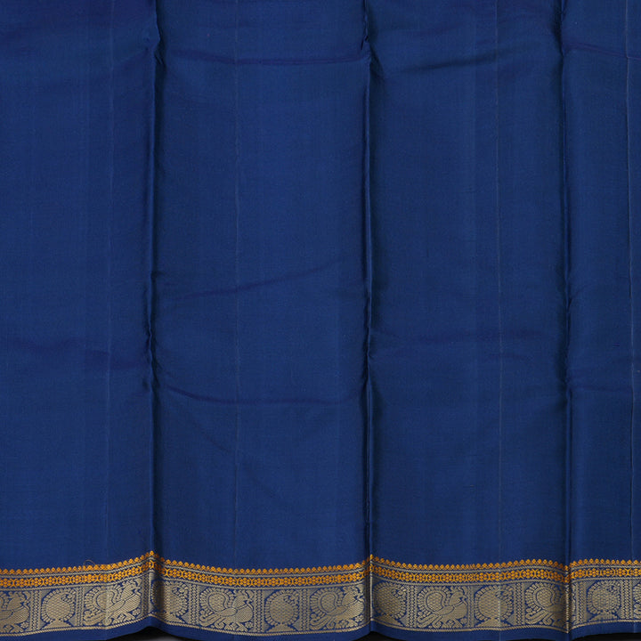 Hayagrivas Cobalt Blue Handloom Kanjivaram Silk Saree with Blue Border with KBD1744A12-3