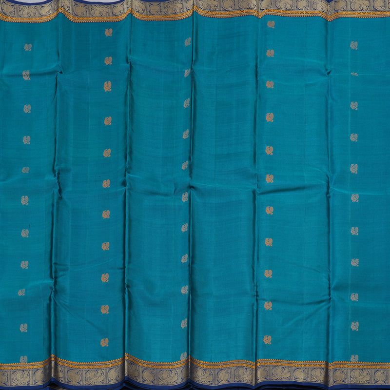 Hayagrivas Cobalt Blue Handloom Kanjivaram Silk Saree with Blue Border with KBD1744A12-3
