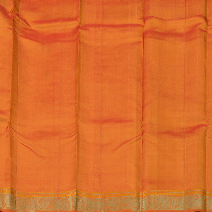 Hayagrivas Mustard Handloom Kanjivaram Silk Saree with Dual Tone (Red With Yellow) Border-KBD1744A12-4