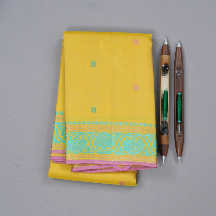 Hayagrivas Yellow Handloom Kanjivaram Silk Saree with KBD1744A5-2