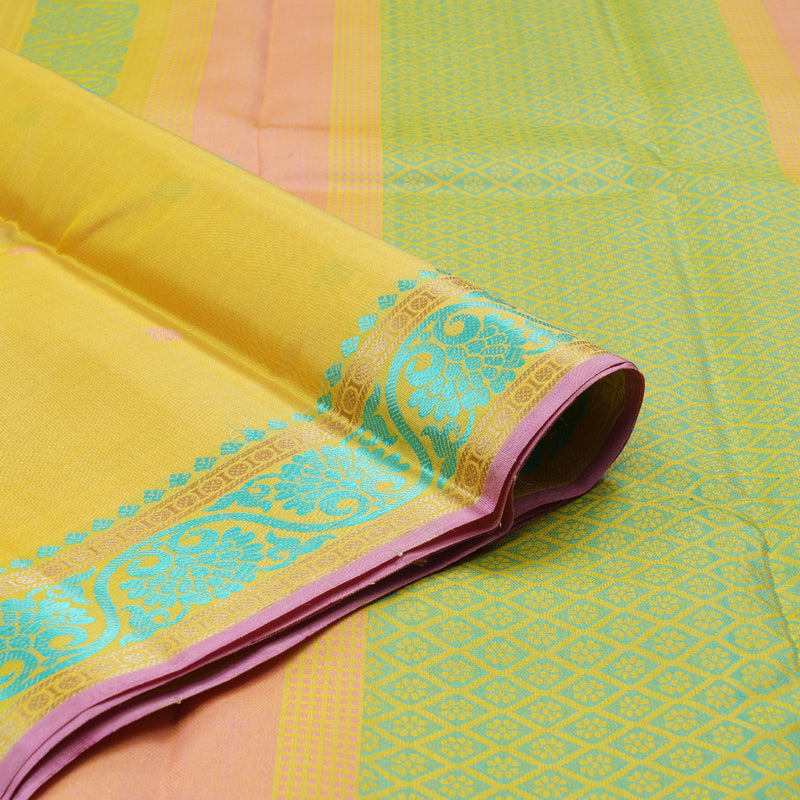 Hayagrivas Yellow Handloom Kanjivaram Silk Saree with KBD1744A5-2