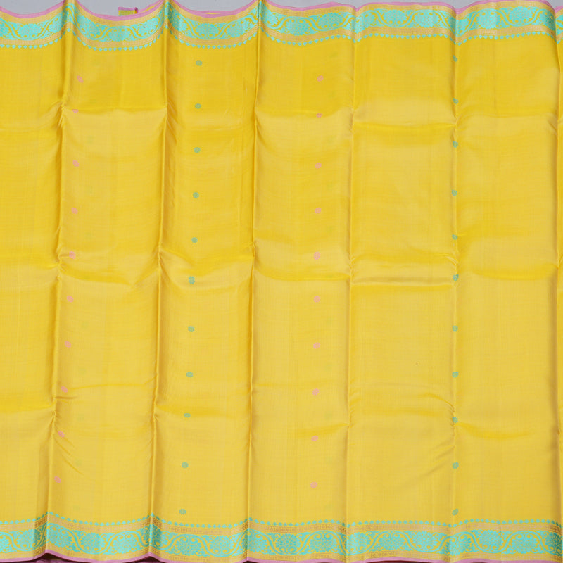 Hayagrivas Yellow Handloom Kanjivaram Silk Saree with KBD1744A5-2
