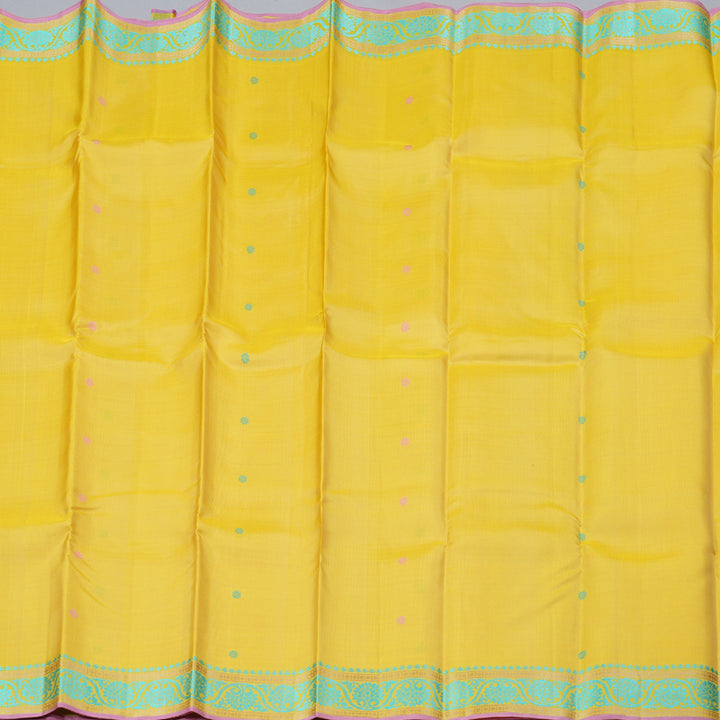 Hayagrivas Yellow Handloom Kanjivaram Silk Saree with KBD1744A5-2