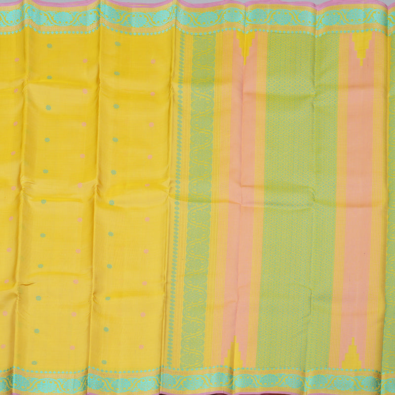 Hayagrivas Yellow Handloom Kanjivaram Silk Saree with KBD1744A5-2