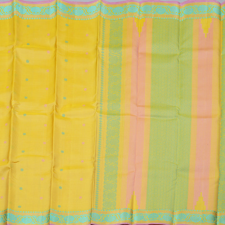 Hayagrivas Yellow Handloom Kanjivaram Silk Saree with KBD1744A5-2