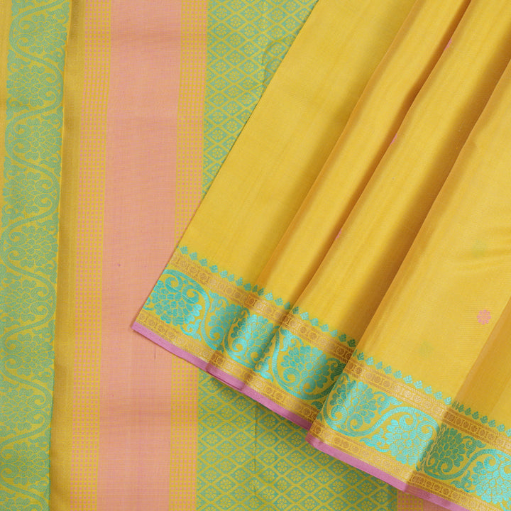 Hayagrivas Yellow Handloom Kanjivaram Silk Saree with KBD1744A5-2