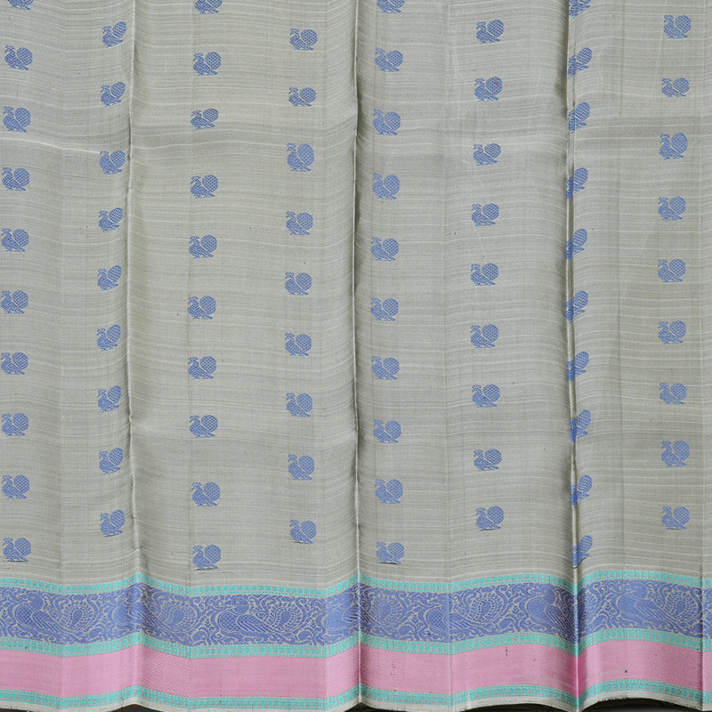 Hayagrivas Stunning Black Handloom Kanjivaram Silk Saree with Ash Grey Border KBD1744A7-2