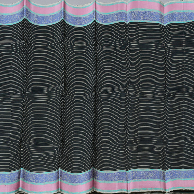 Hayagrivas Stunning Black Handloom Kanjivaram Silk Saree with Ash Grey Border KBD1744A7-2