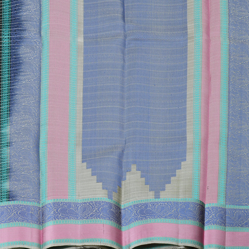 Hayagrivas Stunning Black Handloom Kanjivaram Silk Saree with Ash Grey Border KBD1744A7-2