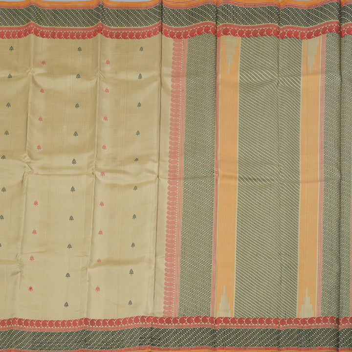 Hayagrivas Sandal Beige Handloom Kanjivaram Silk Saree KBD1744A8-2