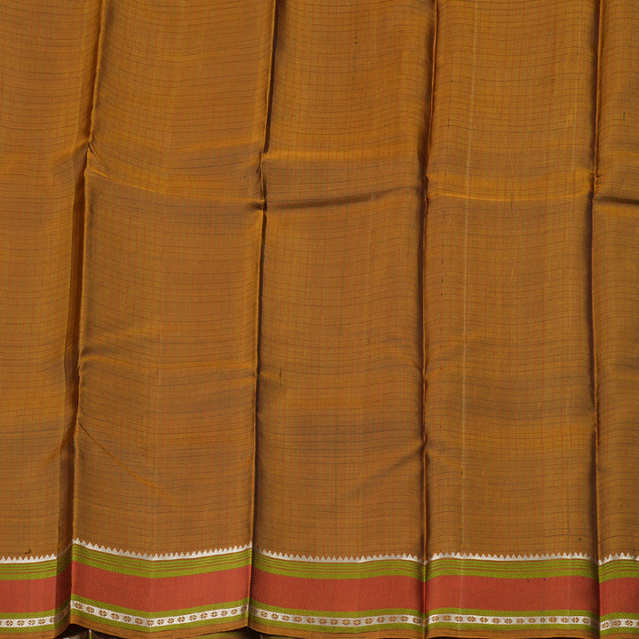 Hayagrivas Black Handloom Kanjivaram Silk Saree with Honey Mustard Border-KBD1745A1-2