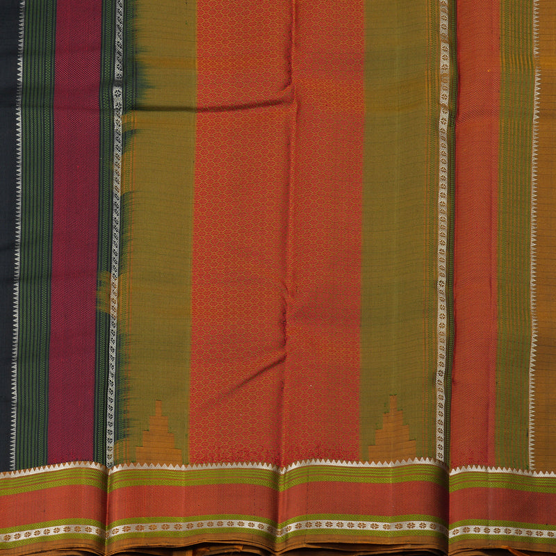 Hayagrivas Black Handloom Kanjivaram Silk Saree with Honey Mustard Border-KBD1745A1-2