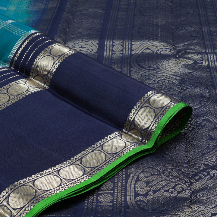 Hayagrivas Sky Blue Handloom Kanjivaram Silk Saree with Dark Blue Border with KBD1745A3-1