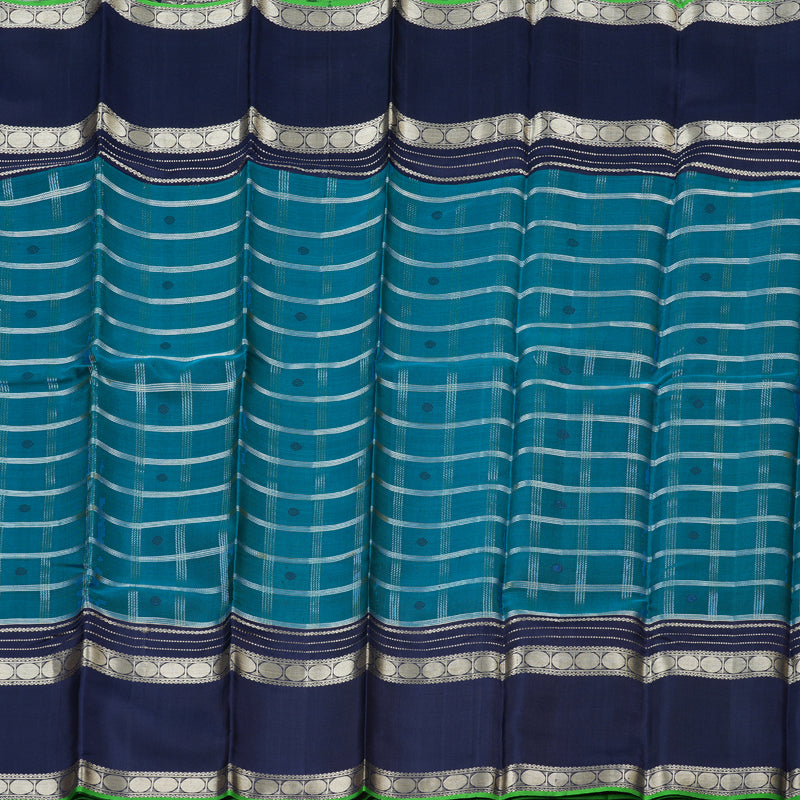 Hayagrivas Sky Blue Handloom Kanjivaram Silk Saree with Dark Blue Border with KBD1745A3-1