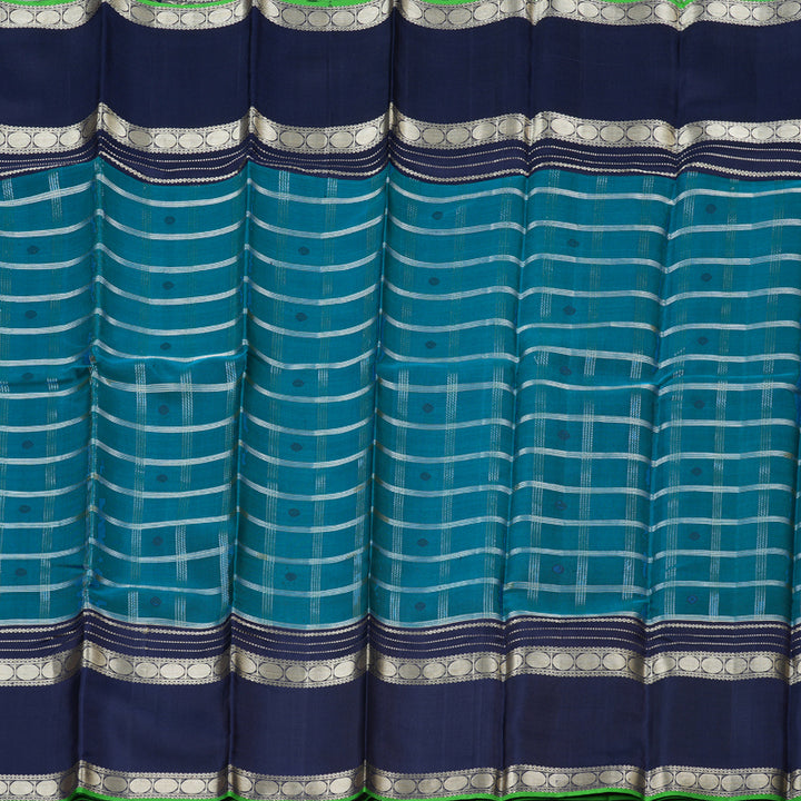 Hayagrivas Sky Blue Handloom Kanjivaram Silk Saree with Dark Blue Border with KBD1745A3-1