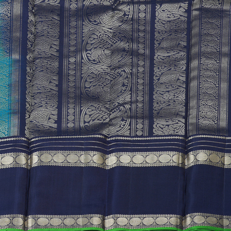 Hayagrivas Sky Blue Handloom Kanjivaram Silk Saree with Dark Blue Border with KBD1745A3-1