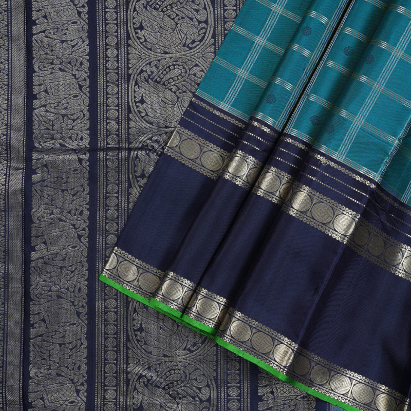 Hayagrivas Sky Blue Handloom Kanjivaram Silk Saree with Dark Blue Border with KBD1745A3-1