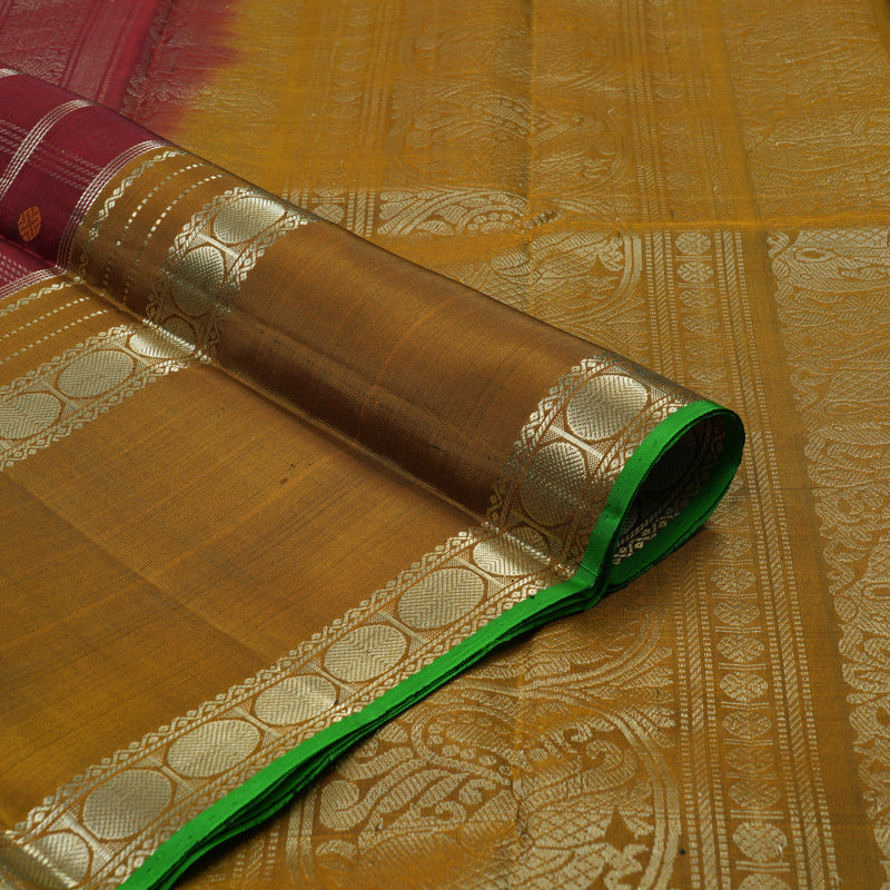 Hayagrivas Handloom Araku Maroon Kanjivaram Silk Saree with Metallic Gold Border KBD1745A3-5
