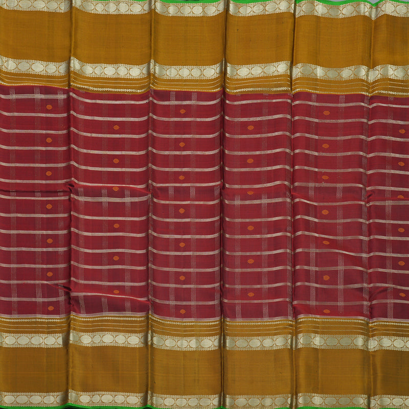Hayagrivas Handloom Araku Maroon Kanjivaram Silk Saree with Metallic Gold Border KBD1745A3-5
