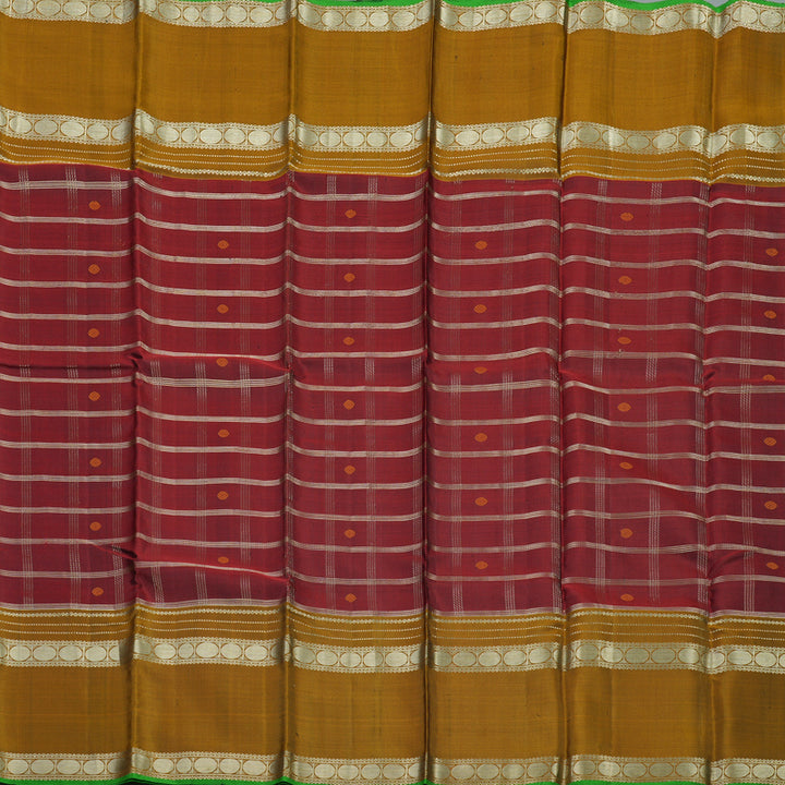 Hayagrivas Handloom Araku Maroon Kanjivaram Silk Saree with Metallic Gold Border KBD1745A3-5