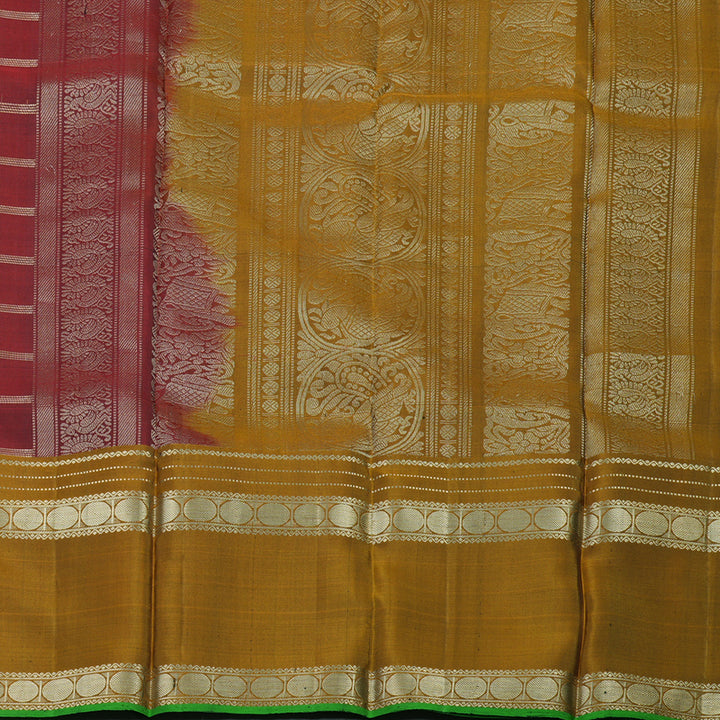 Hayagrivas Handloom Araku Maroon Kanjivaram Silk Saree with Metallic Gold Border KBD1745A3-5