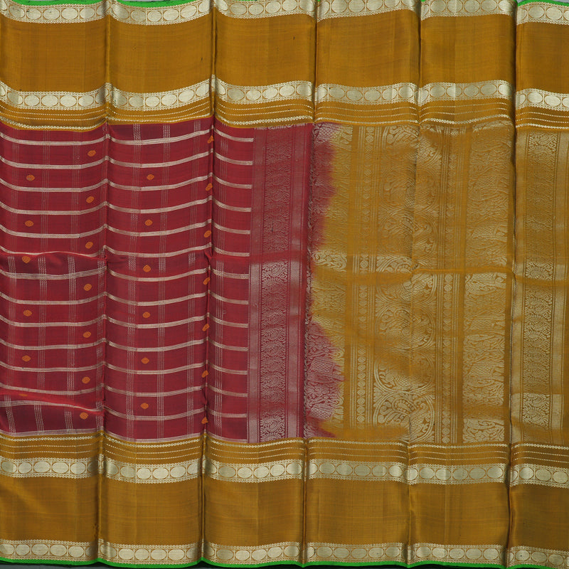 Hayagrivas Handloom Araku Maroon Kanjivaram Silk Saree with Metallic Gold Border KBD1745A3-5