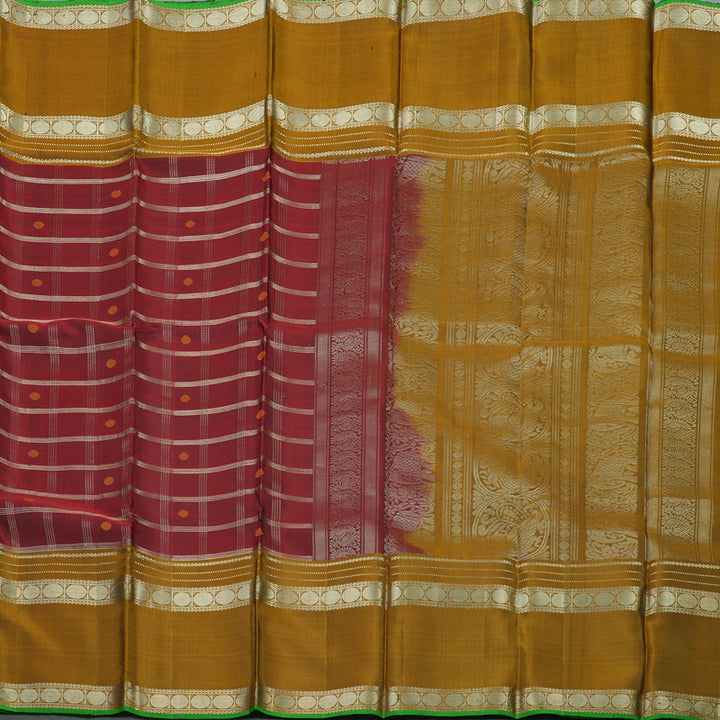 Hayagrivas Handloom Araku Maroon Kanjivaram Silk Saree with Metallic Gold Border KBD1745A3-5