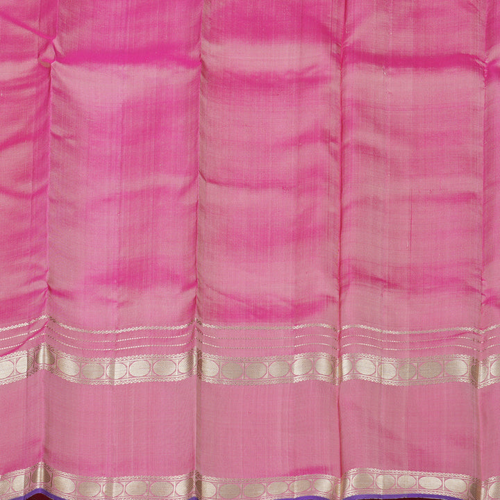 Hayagrivas Sandal Handloom Kanjivaram Silk Saree with Onion Pink Border with KBD1745A3-6
