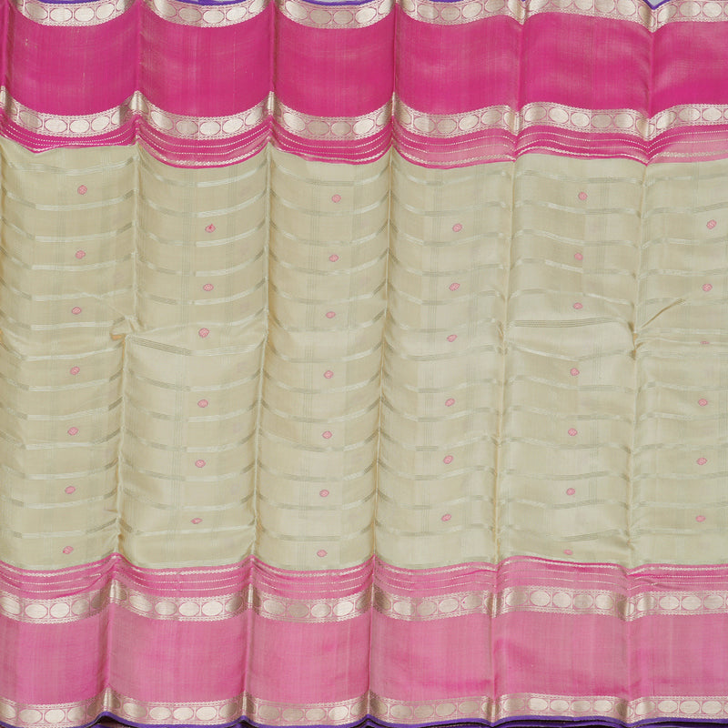 Hayagrivas Sandal Handloom Kanjivaram Silk Saree with Onion Pink Border with KBD1745A3-6