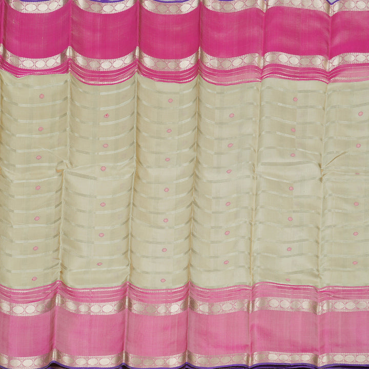Hayagrivas Sandal Handloom Kanjivaram Silk Saree with Onion Pink Border with KBD1745A3-6