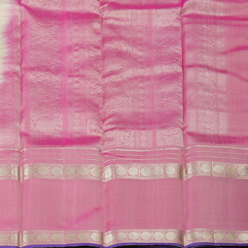 Hayagrivas Sandal Handloom Kanjivaram Silk Saree with Onion Pink Border with KBD1745A3-6