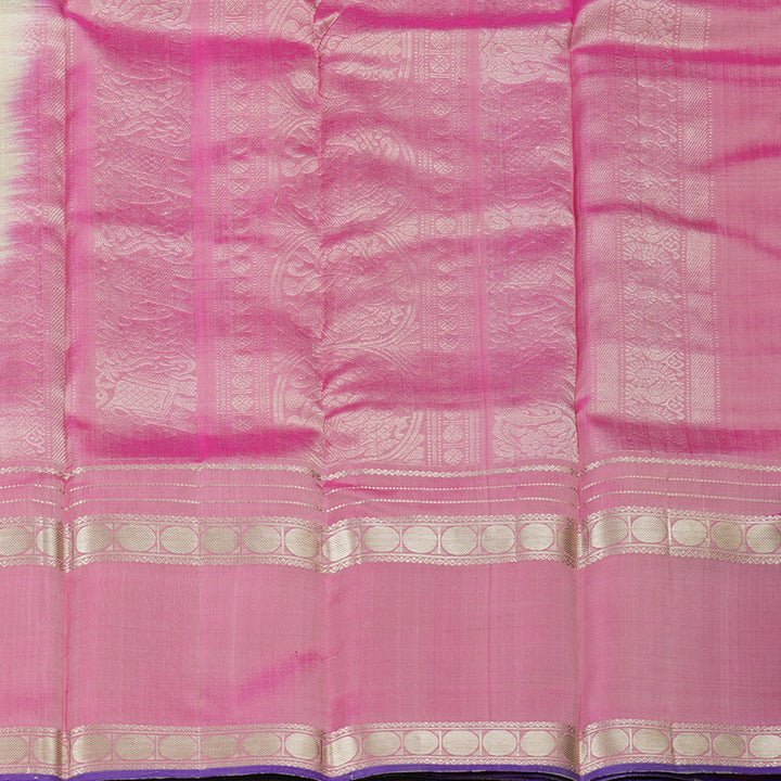 Hayagrivas Sandal Handloom Kanjivaram Silk Saree with Onion Pink Border with KBD1745A3-6