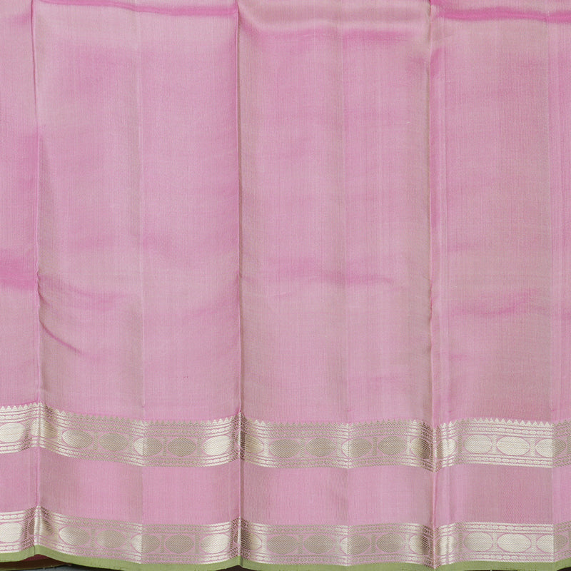 Hayagrivas Graceful Beige Handloom Kanjivaram Silk Saree with Baby Pink Border KBD1745A4-1