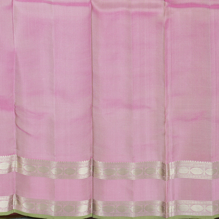 Hayagrivas Graceful Beige Handloom Kanjivaram Silk Saree with Baby Pink Border KBD1745A4-1