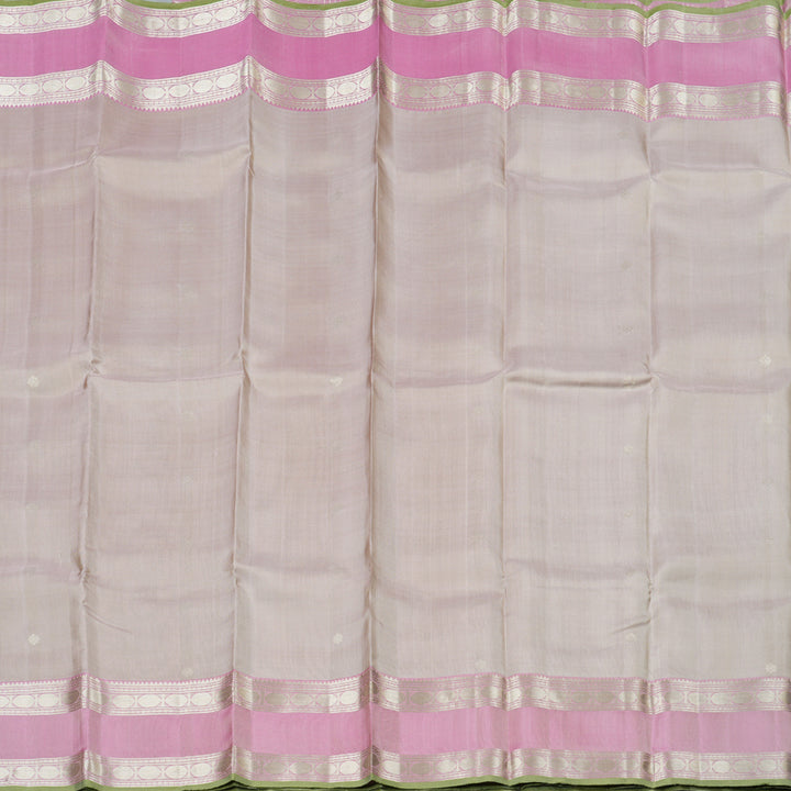 Hayagrivas Graceful Beige Handloom Kanjivaram Silk Saree with Baby Pink Border KBD1745A4-1