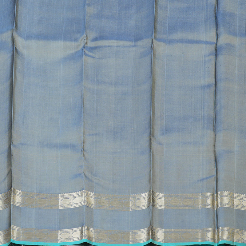 Hayagrivas Lemon Yellow Handloom Kanjivaram Silk Saree with Powder Blue Border KBD1745A4-2