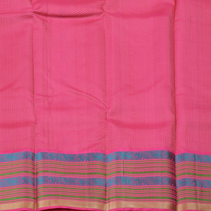 Hayagrivas Peach Pink Handloom Kanjivaram Silk Saree with Pink Border KBD1745A5-1