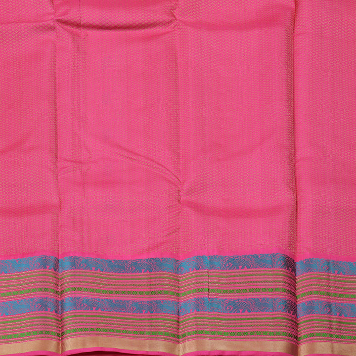 Hayagrivas Peach Pink Handloom Kanjivaram Silk Saree with Pink Border KBD1745A5-1