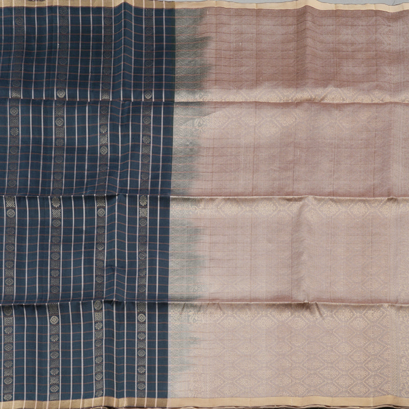 Hayagrivas Stunning Black Handloom Soft Silk Saree with Light Chocolate Brown Border KBD1746A3-3