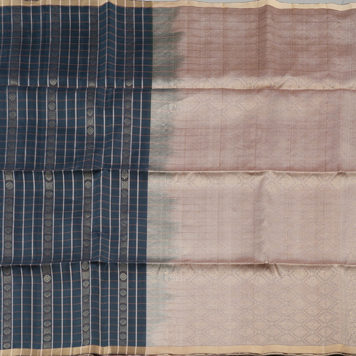Hayagrivas Stunning Black Handloom Soft Silk Saree with Light Chocolate Brown Border KBD1746A3-3