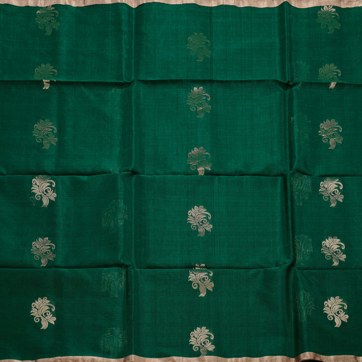 Hayagrivas Handloom Kora Silk Cotton Saree in Gorgeous Bottle Green KBD1748A1-18